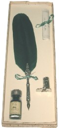 IDEE/7225 - Set piuma peltro verde inchiostro stivale